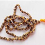 Tulsi & Stone Japa Mala Necklace | Wood Chain-Beads Size Thin | Meditation & Mantra Chanting
