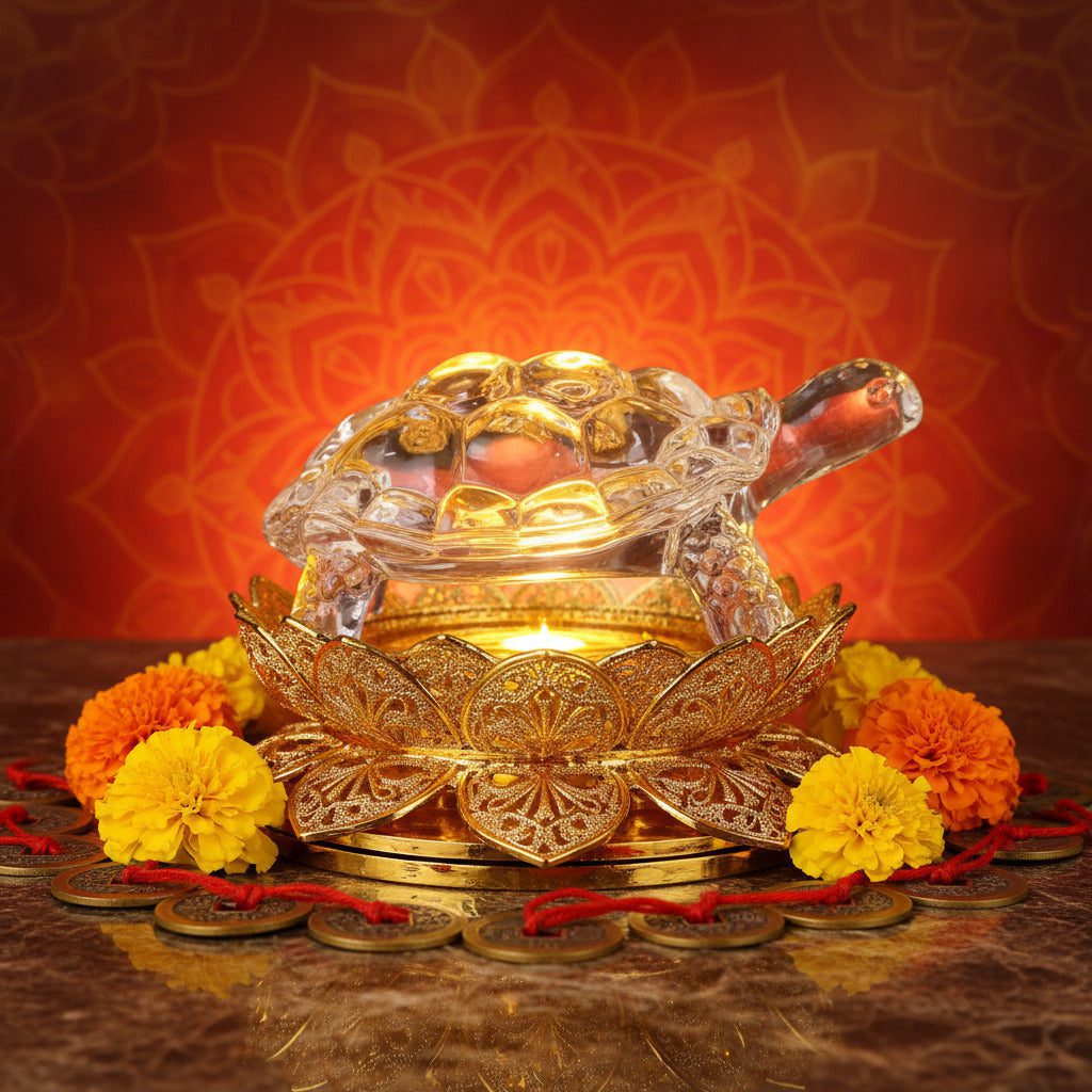 51gw8xRx7UL.jpg Feng Shui Crystal Turtle (Small 3 Inches, Transparent) | Tortoise for Peace & Prosperity | Home Decor & Gifting Vastu Showpiece - Image 1