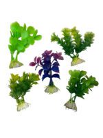 Beautiful Attractive Artificial Aquarium Decoration Plastic Plant - 6cm - 5 Pc (Green-Yellow-Pink-Purple) - Design May Vary - Image 2