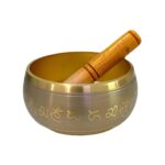 Sound Singing Bowl for Stress Relief & Meditation with Striker Stick | Bell Sound | Brass-Grey