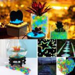 Glow in The Dark Stones 50 Pcs (1 Pack) - Glow Pebbles Aquarium Rocks for Fish Tank, Lawn, Yard, Garden, Walkway & Plant Pots - Rainbow - 1x1cm