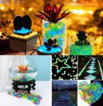 Glow in The Dark Stones 50 Pcs (1 Pack) - Glow Pebbles Aquarium Rocks for Fish Tank, Lawn, Yard, Garden, Walkway & Plant Pots - Rainbow - 1x1cm
