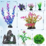 8Pcs Aquarium Artificial Plants & Rock Cave Decor Set for colorful Aquarium-Combo Set - Image 3