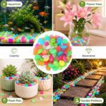 Glow in The Dark Stones 100 Pcs (1 Pack) - Glow Pebbles Aquarium Rocks for Fish Tank, Lawn, Yard, Garden, Walkway & Plant Pots - Rainbow - 1x1cm - Image 6
