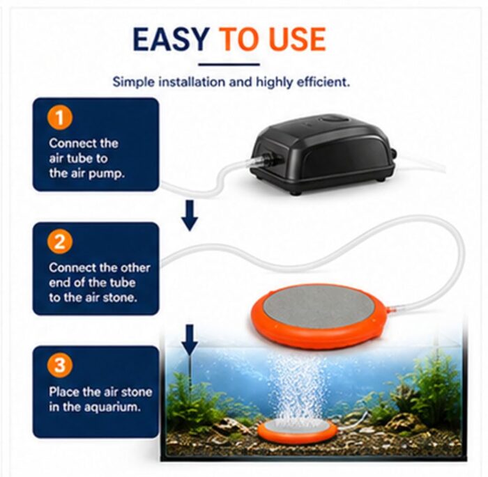 Aquarium Air Stone Disk Kit | Oxygen Bubble Diffuser with T Connector & Airline Pipe | Fish Tank Aeration Set - Image 4