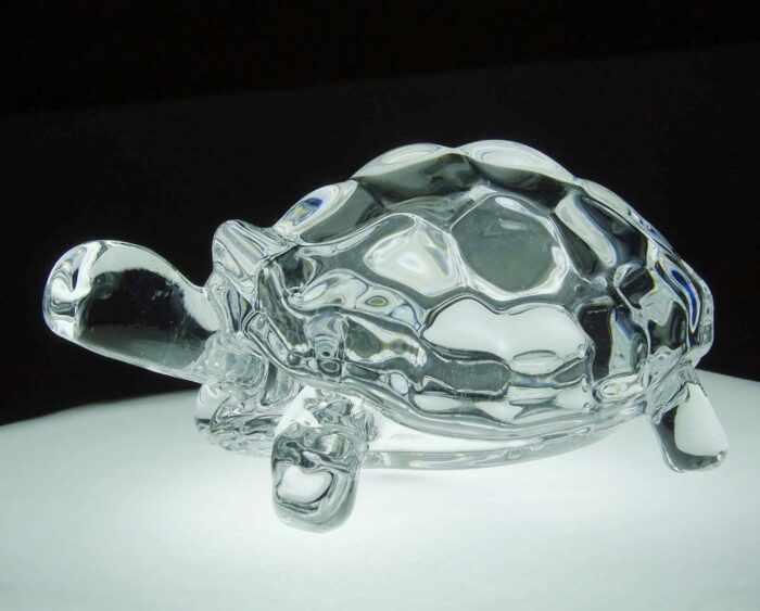 Crystal Glass Turtle Tortoise with Plate | Feng Shui Vastu Good Luck Showpiece - Image 2