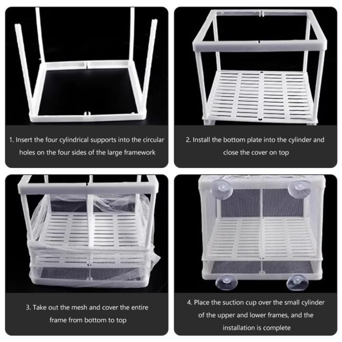 Fish Breeding Box for Betta Fish | Fry Isolation Box with Divider, Nylon Mesh & Suction Cups | 16x14x15cm(Color May Vary) - Image 3