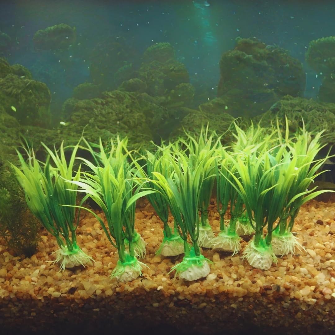 712xTdvKXiL._SL1080.jpg Premier Plants Artificial Plastic Aquarium Decoration – 4-inch Green Grass, Set of 6 - Image 1