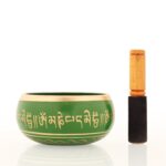 Pure Brass Sound Singing Bowl for Stress Relief Meditation Bowl with Stick 4 Inch (Green).