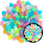 Glow in The Dark Stones 200 Pcs (1 Pack) - Glow Pebbles Aquarium Rocks for Fish Tank, Lawn, Yard, Garden, Walkway & Plant Pots - Rainbow - 1x1cm