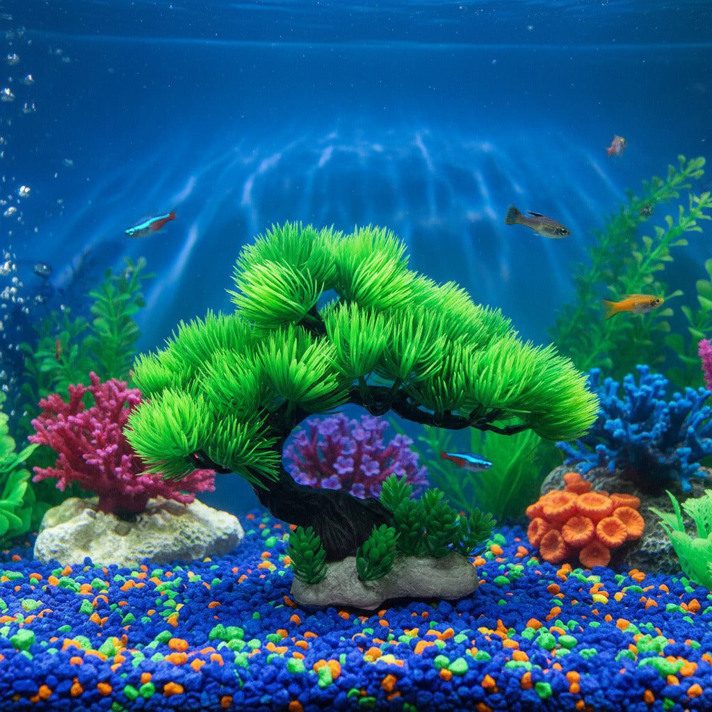 71UyvBpk9NL._SL1500.jpg Beautiful Bushy (Like Tree Plant)Artificial Green Tree Plant Ornament for Aquarium Fish Tank –7.5 Inch - Image 1