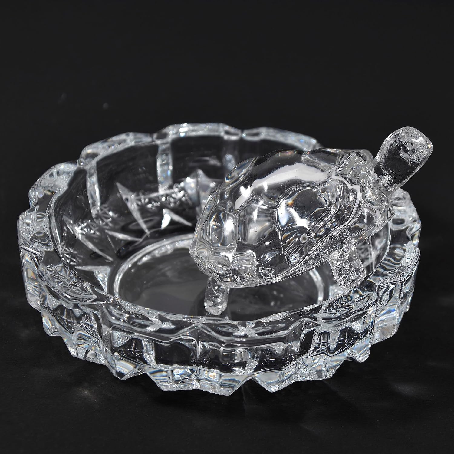 81ZbQlUk42L._SL1500.jpg Crystal Glass Turtle Tortoise with Plate | Feng Shui Vastu Good Luck Showpiece - Image 1