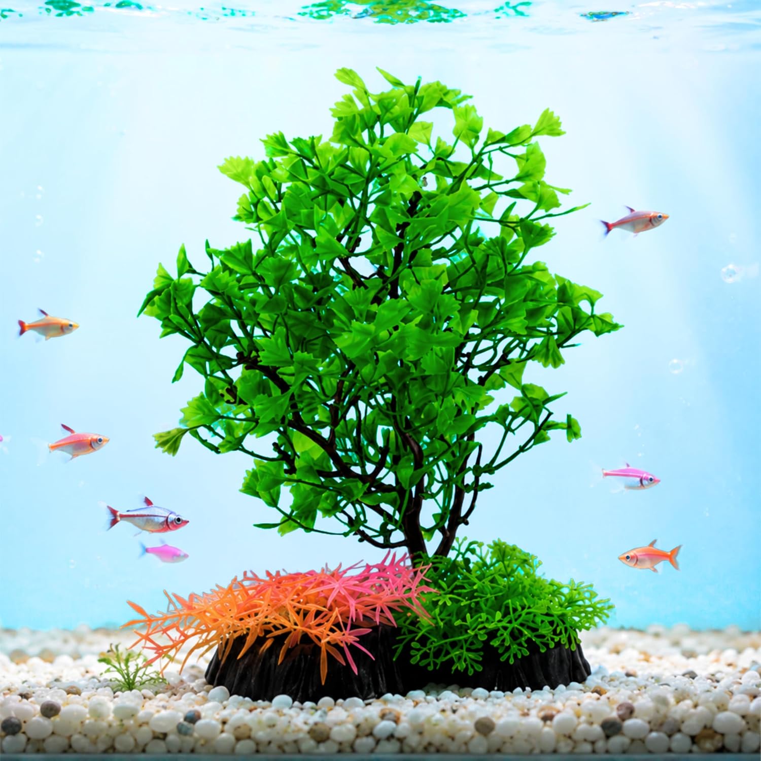 81lAXB46iYL._SL1500.jpg 7.5" Artificial Big Bush Plastic Plant for Aquarium Fish Tank Decoration - Image 1