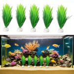 Artificial Aquarium Plants Set of 5 Plastic Fish Tank Decorations | Vibrant & Safe Aquarium Décor