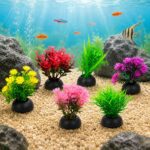 6Pcs Small Aquarium Artificial Plastic Plants – Fish Tank & Fish Bowl Ornaments for Goldfish, Betta & Turtle-2 inch