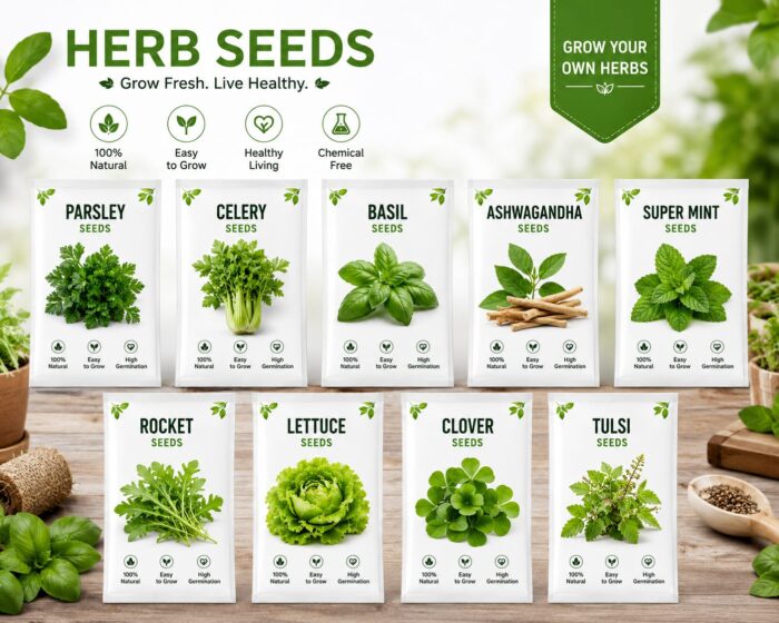 Herbal Seeds Combo Pack – 9 Native Indian Kitchen Garden Varieties With Cocopeat Soil Pack | Native Indian Organics 🌿 - Image 2