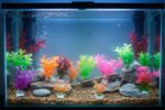 Beautiful Attractive Artificial Aquarium Decoration Plastic Plant - 6cm - 5 Pc Set (Lime-Green-Yellow-Pink)Design May Vary