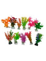 Beautiful Attractive Artificial Aquarium Decoration Plastic Plant - 6cm - 5 Pc Set (Lime-Green-Yellow-Pink)Design May Vary - Image 2