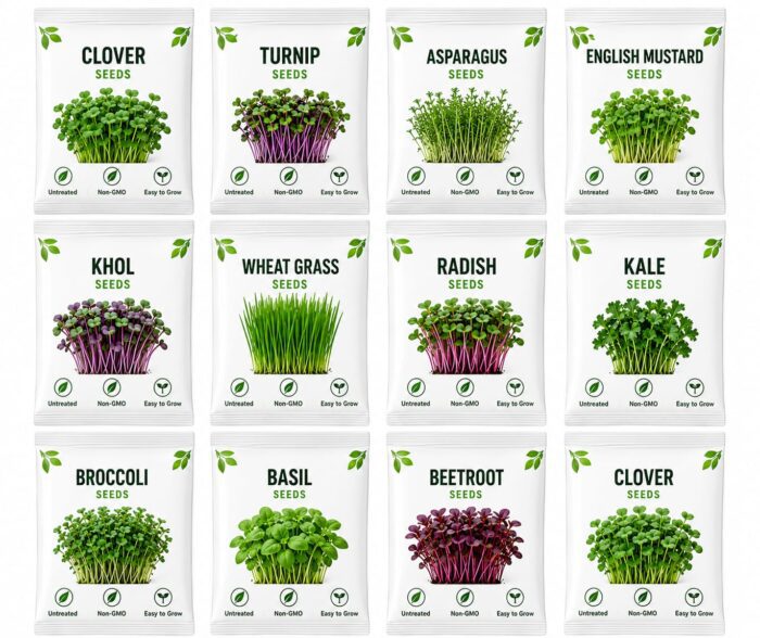 Premium Microgreens Seeds 12 Varieties with Cocopeat Soil for Organic Germination-Combo | Non-GMO | With Growing Instructions | Grow Your Own Super Salad - Image 2