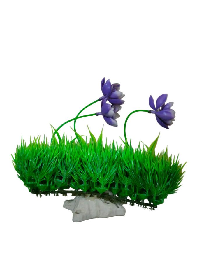 Beautiful Attractive Artificial Aquarium Plant Decoration – Purple Saffron Flower & Green - Image 3