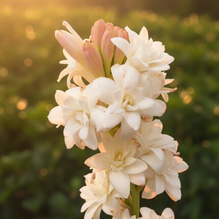 Fresh fragrant Rajnigandha tuberose flower bulbs, pack of 10, for home garden planting.