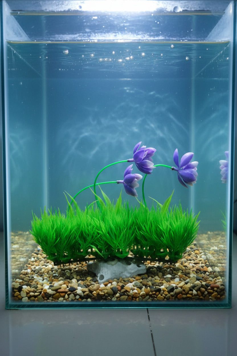 WhatsApp_Image_2026-07-26_at_13.58.01_1.jpg Beautiful Attractive Artificial Aquarium Plant Decoration – Purple Saffron Flower & Green - Image 1