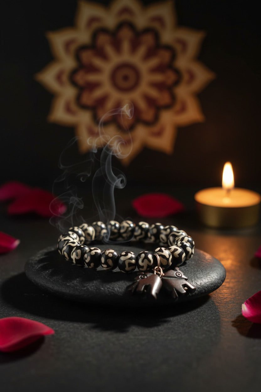 WhatsApp_Image_2026-07-27_at_23.58.14_1.jpg Om Printed Crystal stone Bracelet – Attractive Prayer Mala for Meditation & Spiritual Use - Image 1