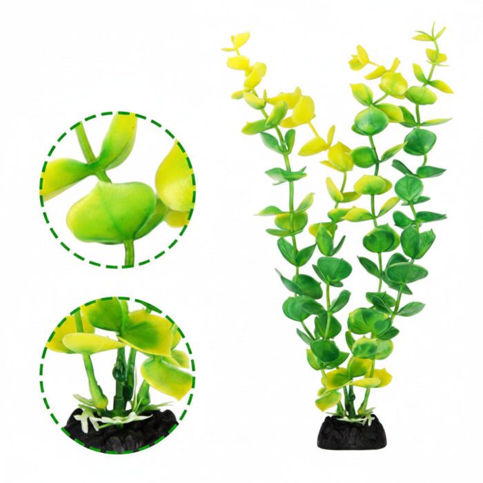 Beautiful Attractive Artificial Aquarium Decoration Plastic Plant - 10cm - 1 Pc (Lime Green-Yellow) - Image 2