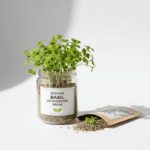 Basil microgreen seeds for growing fresh edible basil sprouts indoors