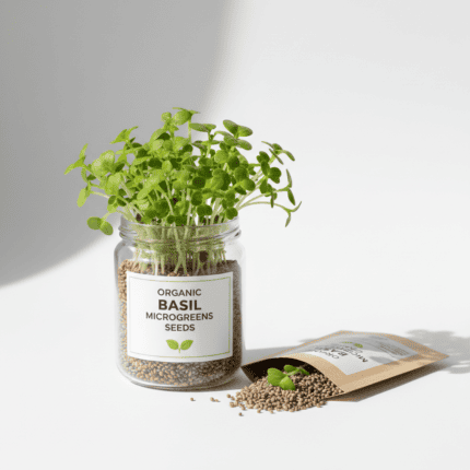 Basil microgreen seeds for growing fresh edible basil sprouts indoors