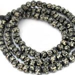 Black Om Printed Glass Japa Mala | Attractive Rosary Necklace for Chanting & Meditation
