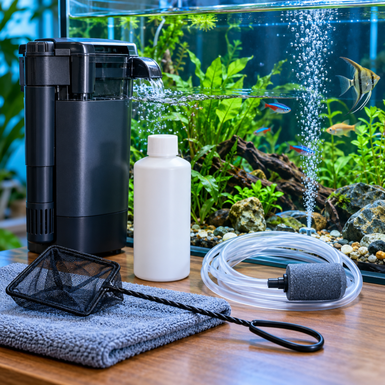 Aquarium accessories for fish tank care, filtration and maintenance.