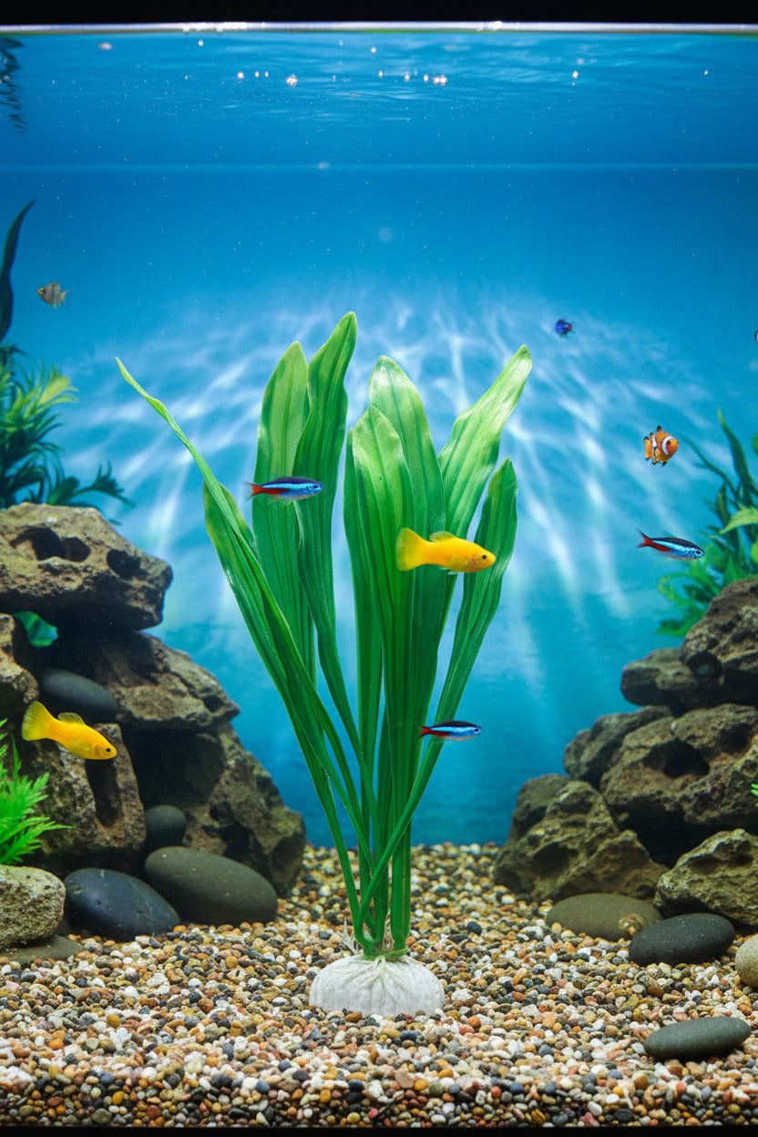 green_long_stick_a4248917-7122-437c-a23e-f949a35ab36c.jpg Artificial Aquarium Decoration Plastic Plant - 10cm - 1 Pc - Image 1