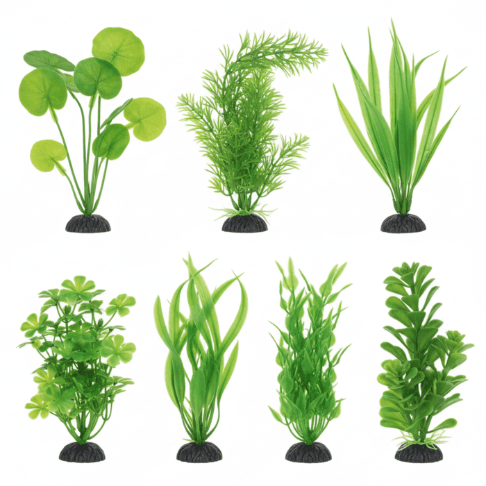 Aquarium Decoration 6-in-1 Artificial Plastic Plant – 4 Inches Height (Design may Vary) - Image 2