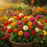 Zinnia Double Scarlet Mixed Color Flower Hybrid Seeds