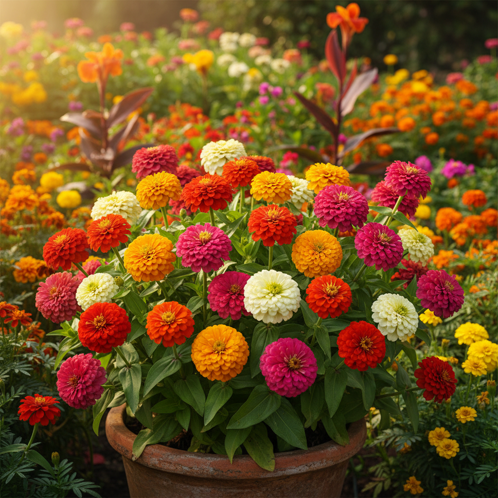 image_11e9b2d9-5e6e-4912-ab2d-695e65ebae4a.png Zinnia Double Scarlet Mixed Color Flower Hybrid Seeds - Image 1