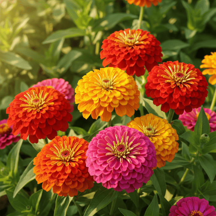 Zinnia Double Scarlet Mixed Color Flower Hybrid Seeds - Image 2