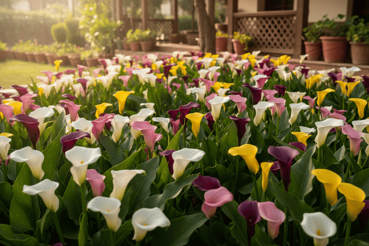 image_6fc6aa43-b8ec-44f6-952c-0cfca2227078.png Beautiful Calla Lily Mixed Color Flower Bulb - 4 Pc - Image 1