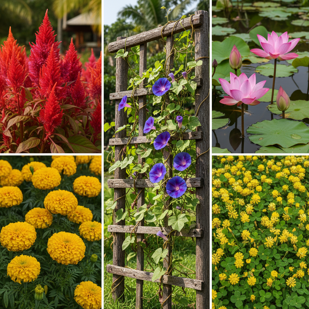image_876a0498-0028-49c8-833f-45faf9bd32f4.png Flower Seeds Combo Pack (Set of 5 items) | Celosia, Bur Clover, Lotus, Marigold, Morning Glory - Image 1