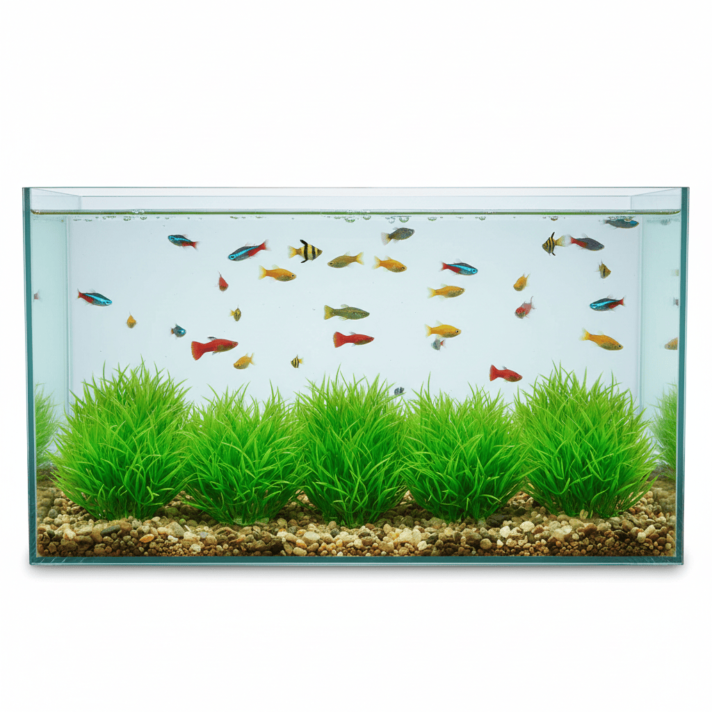 image_a90f564d-a536-4006-990b-8c85e15b84a3.png Aquarium Fish Tank Decorations – 6PCS Small Green Grass Artificial Plastic Plants Ornaments - Image 1
