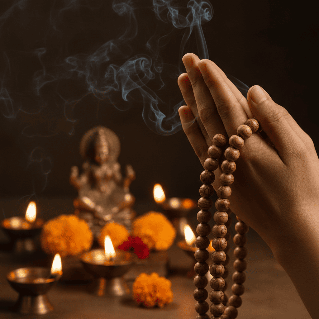 image_aba14596-d2e8-4764-b9d5-c8167231482c.png Wooden Handmade Tulsi Japa Mala | 108 Prayer Beads for Pooja & Daily Wearing | Sacred Tulsi Mala for Meditation & Devotion - Image 1