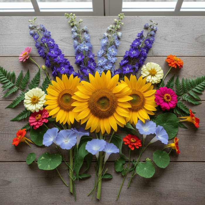 Flower Seeds Combo Pack (Set of 5 Packets) | Nasturtium Alaska, Morning Glory, Larkspur, Zinnia, Sunflower - Image 2