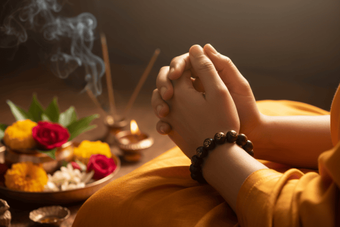 Om Printed Crystal stone Bracelet – Attractive Prayer Mala for Meditation & Spiritual Use - Image 3