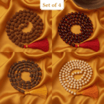 Combo of Sandalwood Pooja Jap Malas with Rudraksha | Chandan Scented | Neem | Sphatik (Red) – Set of 4 (Unisex) from Vrindavan