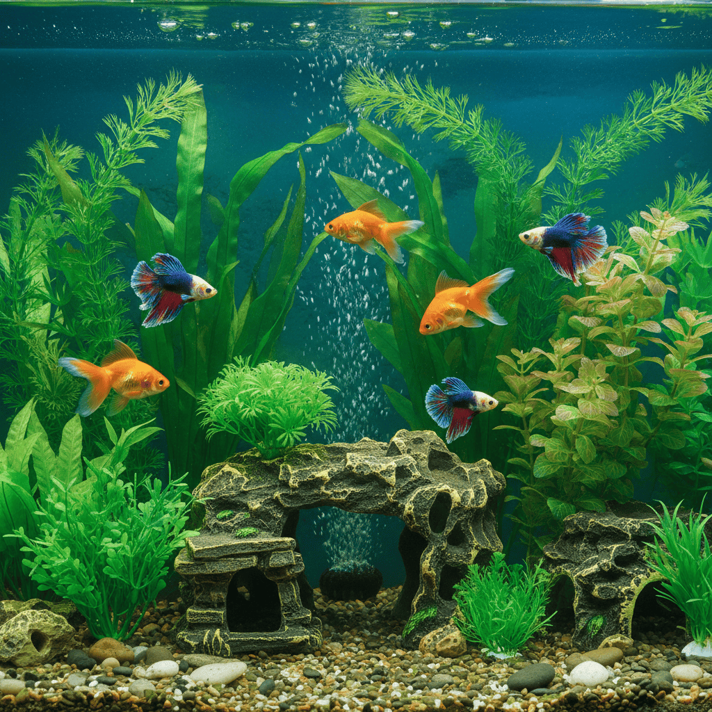 image_e778bed7-9c90-4cb3-8ac5-ede70a85c968.png 12Pcs Aquarium Artificial Plants & Rock Cave Decor Set - Image 1