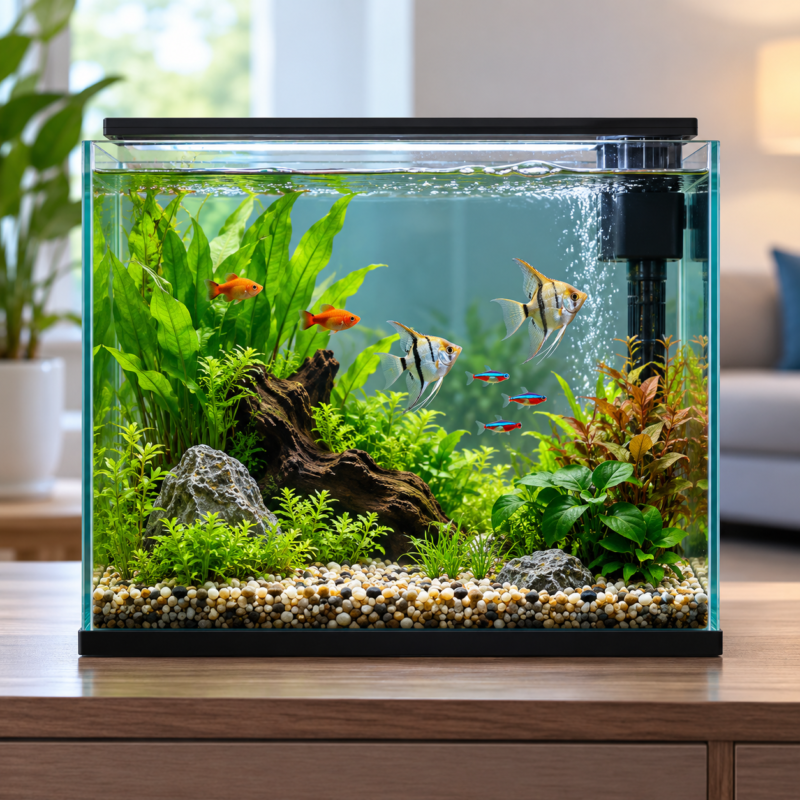 Freshwater aquarium with fish and aquatic plants for Aquarium & Fishkeeping.